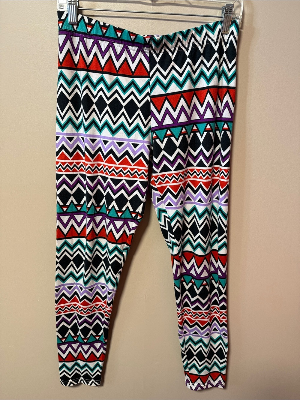 Say What? Girls' Geometric Print Leggings - Black, Red, Teal, Purple, White